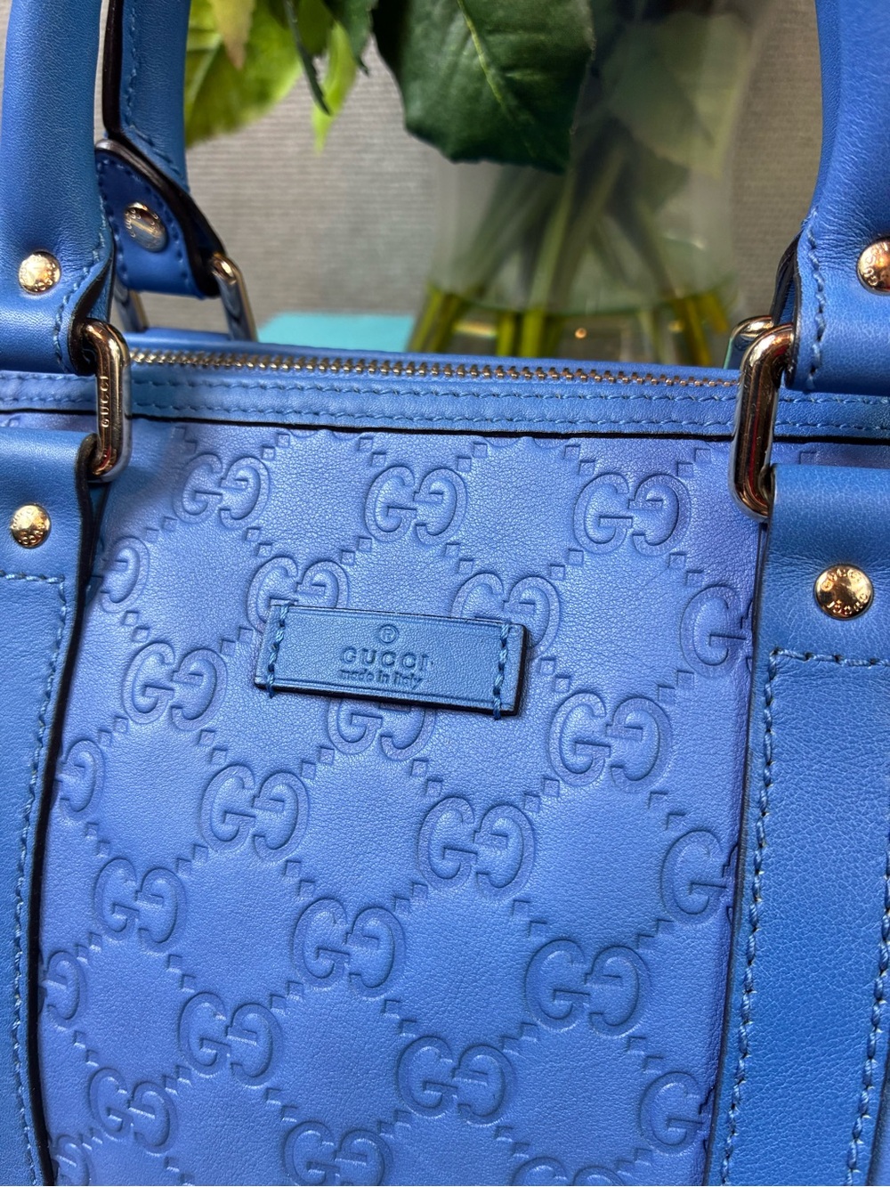 Gucci Guccissima Blue Leather Joy Boston Bag - Authentic & Pristine Condition - Picture 2 of 16